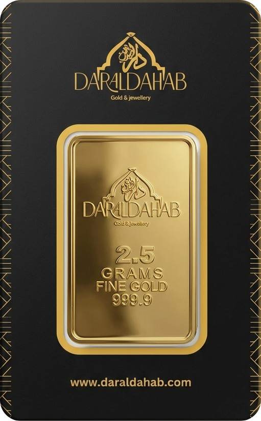 Dar Al Dahab 2.5g Gold Bar — 999.9 Fine