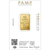 PAMP Suisse 1 tola (11.664g) Gold Bar — 999.9 Fine