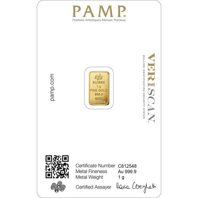 PAMP Suisse 1g Gold Bar — 999.9 Fine