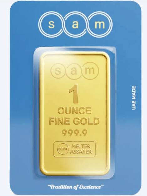 SAM Precious Metals 1g Gold Bar — 999.9 Fine