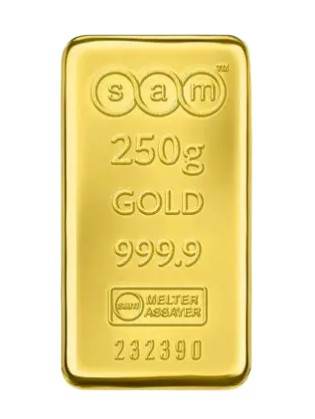 SAM Precious Metals 250g Cast Gold Bar — 999.9 Fine