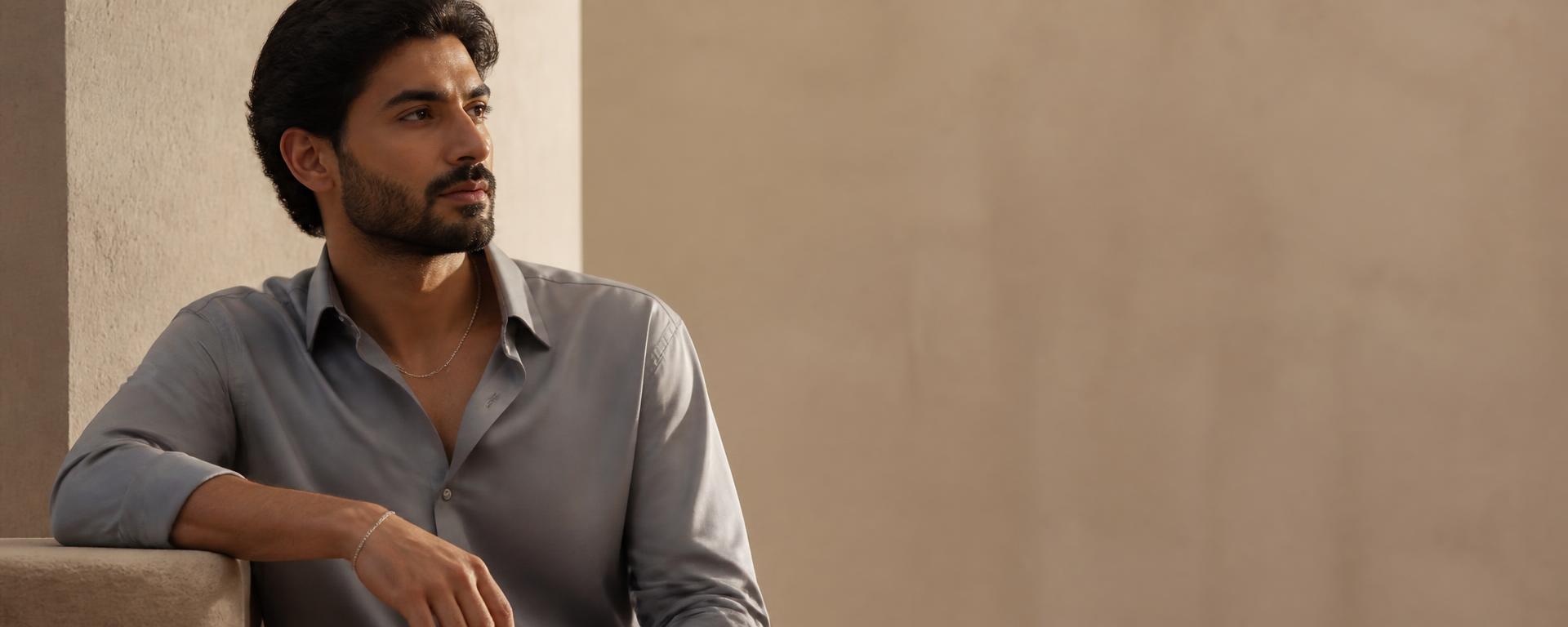 Man wearing slim 925 sterling silver chain and bracelet from ZIYO